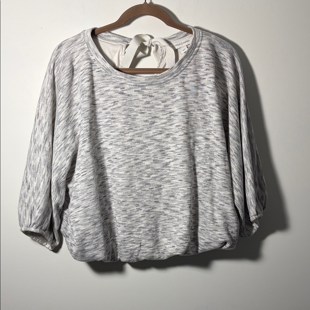 Vintage America Heather Gray Bubble Sweatshirt - Tie Back - L